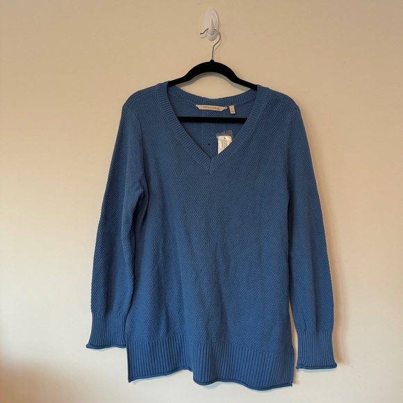 Soft Surroundings NWT Blue Sweater M Medium Marin Back Button Sweater - Picture 3 of 10
